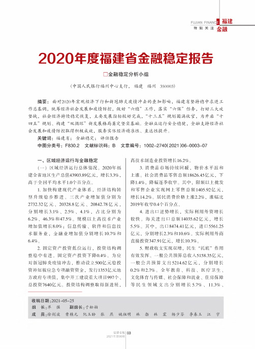 2020年度福建省金融稳定报告