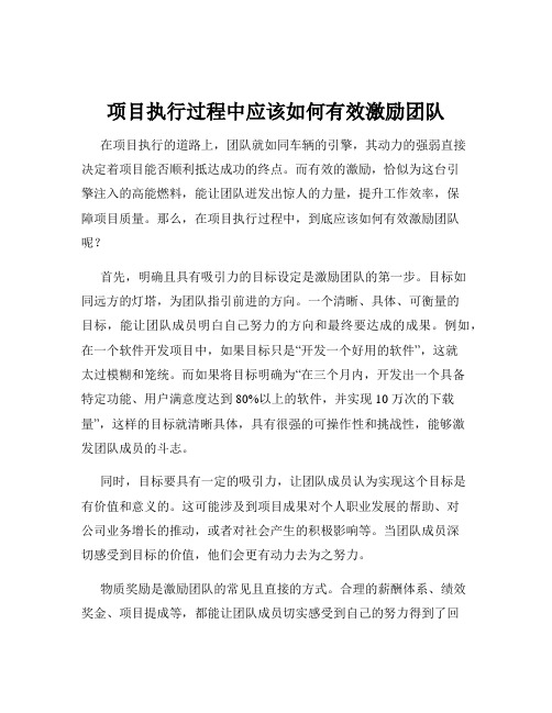 项目执行过程中应该如何有效激励团队