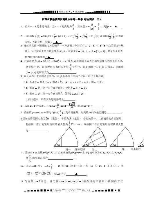 江苏省赣榆县海头高级中学高一数学 综合测试 (7)