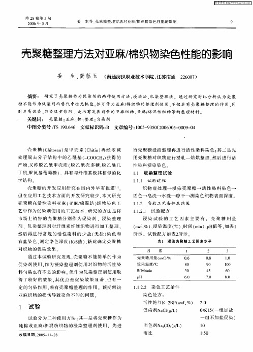 壳聚糖整理方法对亚麻／棉织物染色性能的影响