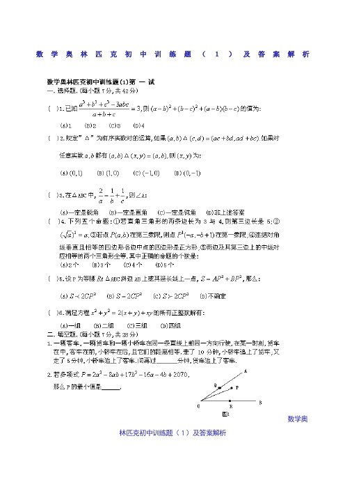 初中奥数试题大全及解析