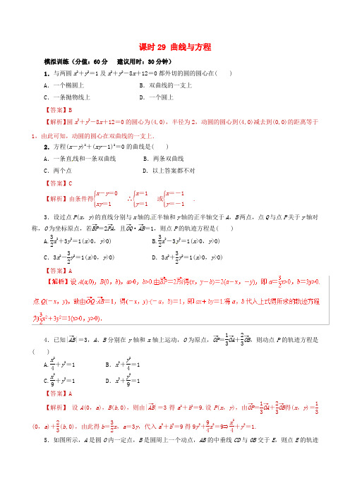 2019年高考数学课时29曲线与方程单元滚动精准测试卷文20190307329