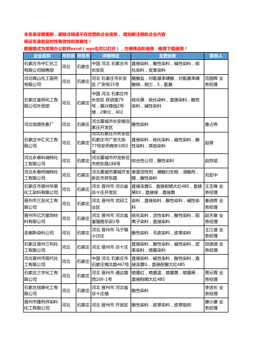 2020新版河北省酸性染料工商企业公司名录名单黄页大全164家