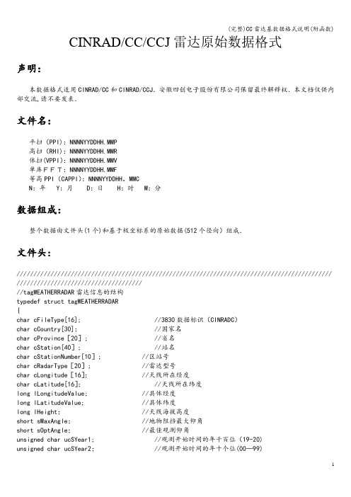 (完整)CC雷达基数据格式说明(附函数)