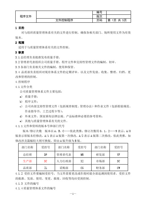 GJB9001C文件控制程序