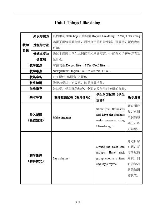 牛津上海版(试用本)二年级下册英语Module 2  Unit 1 Things I like doing_教案4