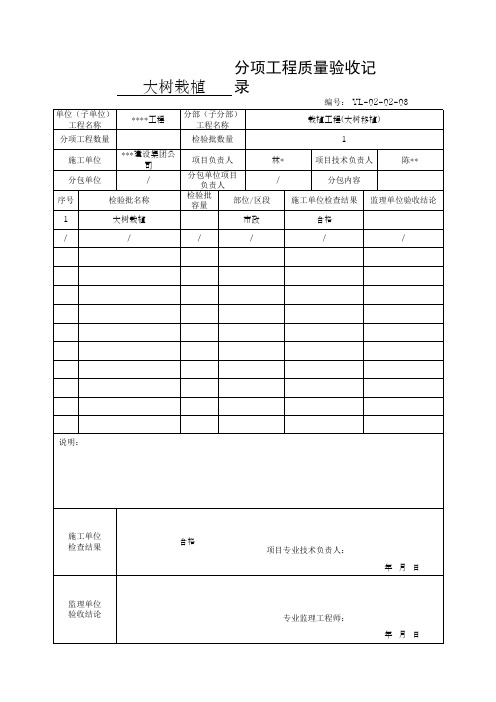 大树栽植验收记录