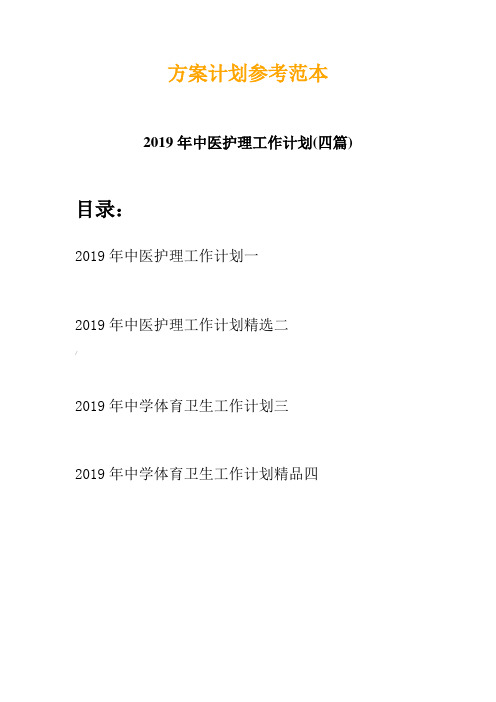 2019年中医护理工作计划(四篇)