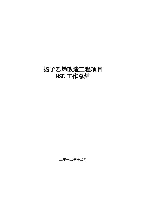 扬子乙烯改造工程项目HSE工作总结