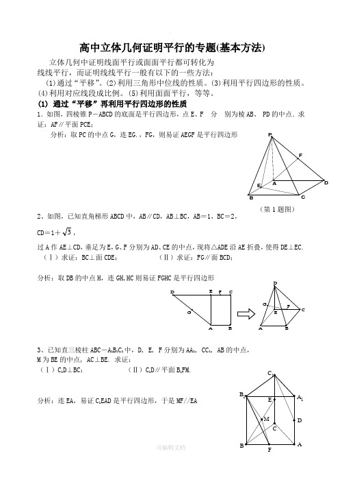 立体几何中线面平行的经典方法+经典题(附详细解答)