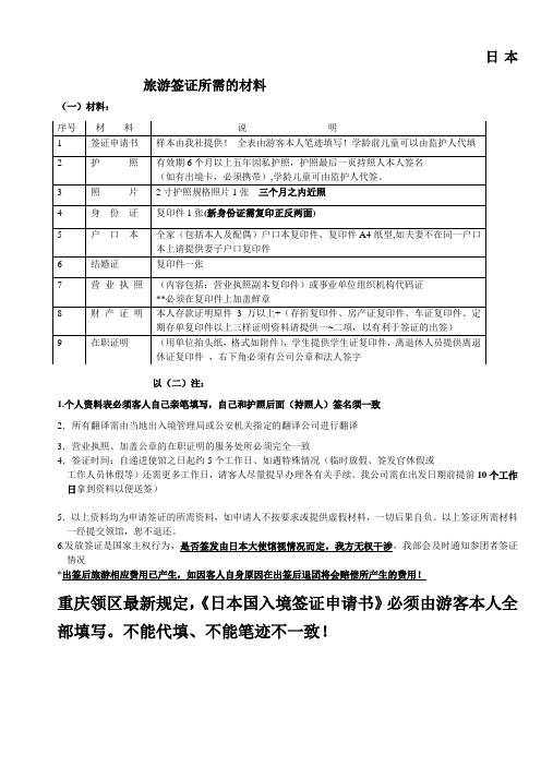 日本旅游签证资料实用版