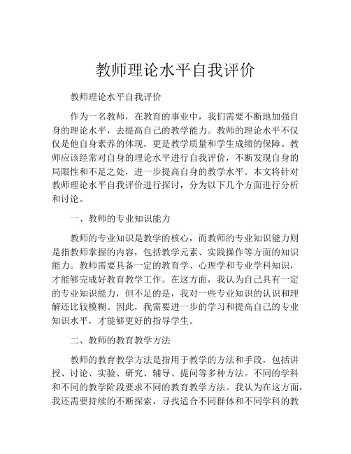 教师理论水平自我评价