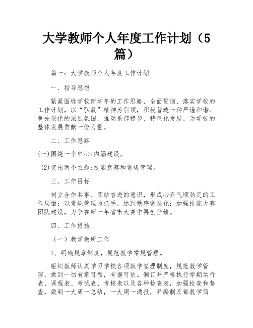 大学教师个人年度工作计划(5篇)