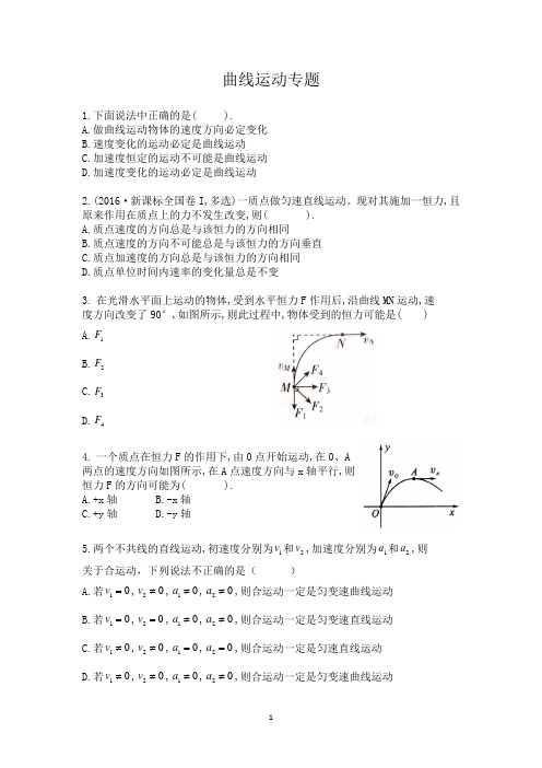 高考物理曲线运动专题训练(速度合成与分解、关联速度、小船过河)