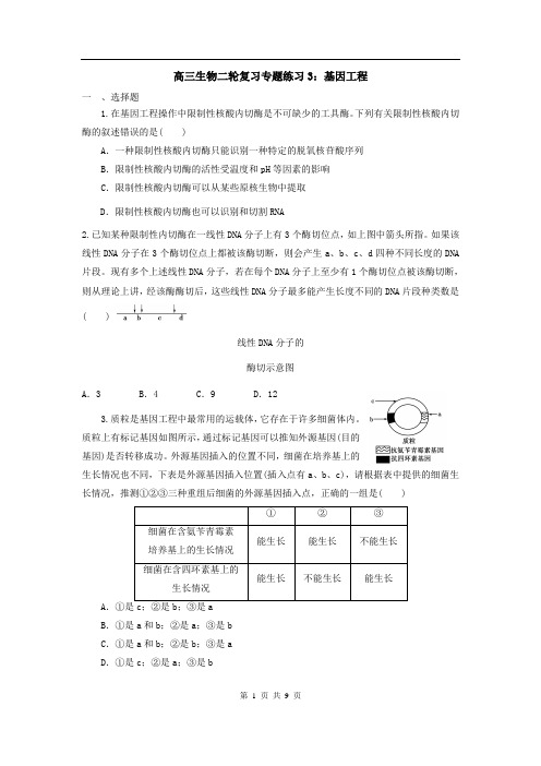 【高中生物二轮专题】《3基因工程》练习及详解