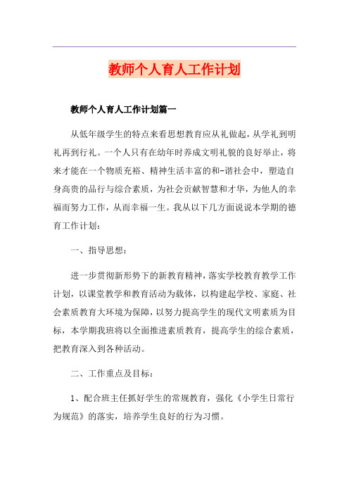 教师个人育人工作计划