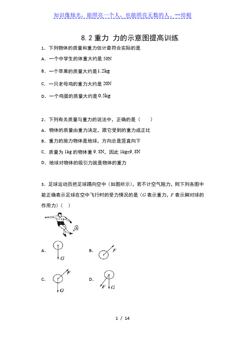 苏科版八年级物理下册同步练习(含答案)——8.2重力 力的示意图提高训练