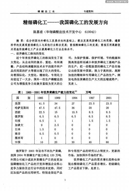 精细磷化工——我国磷化工的发展方向