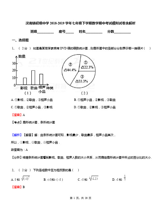 汶南镇初级中学2018-2019学年七年级下学期数学期中考试模拟试卷含解析