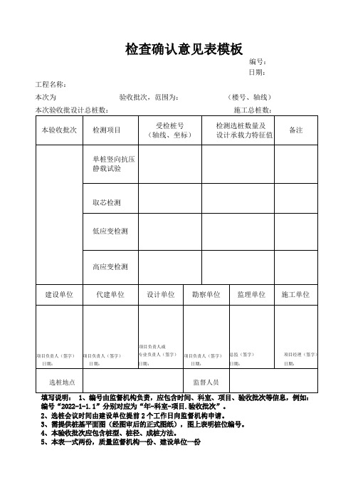 检查确认意见表模板