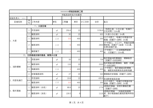 油漆班组结算单(实例)