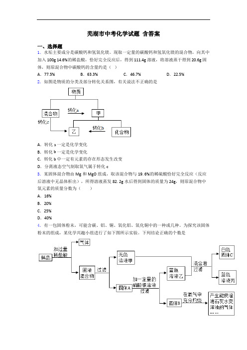 芜湖市中考化学试题 含答案