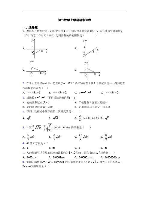 初二数学上学期期末试卷