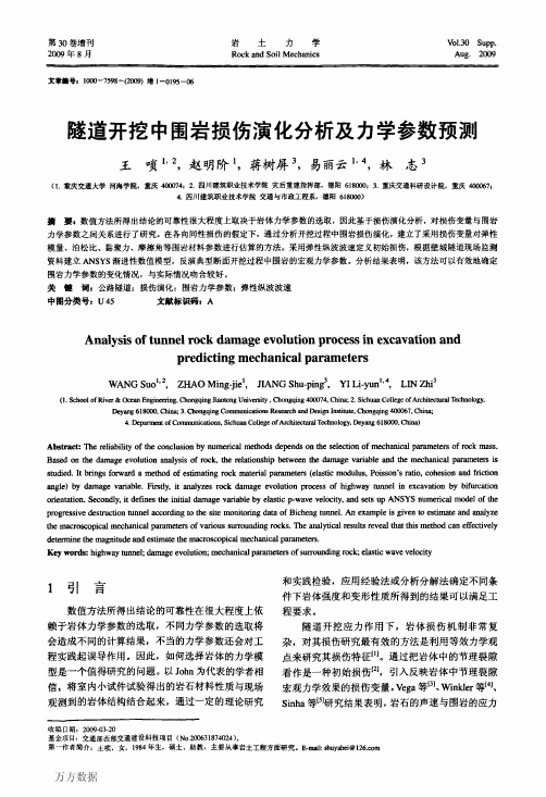 隧道开挖中围岩损伤演化分析及力学参数预测