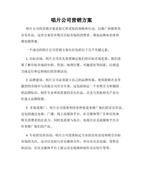 唱片公司营销方案