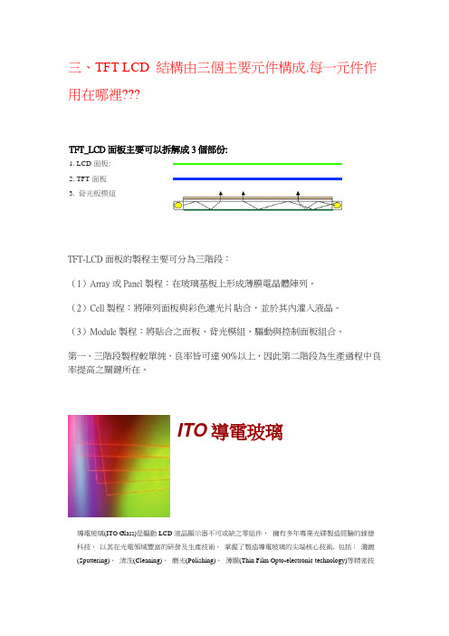 TFT LCD 结构由三个主要元件构成