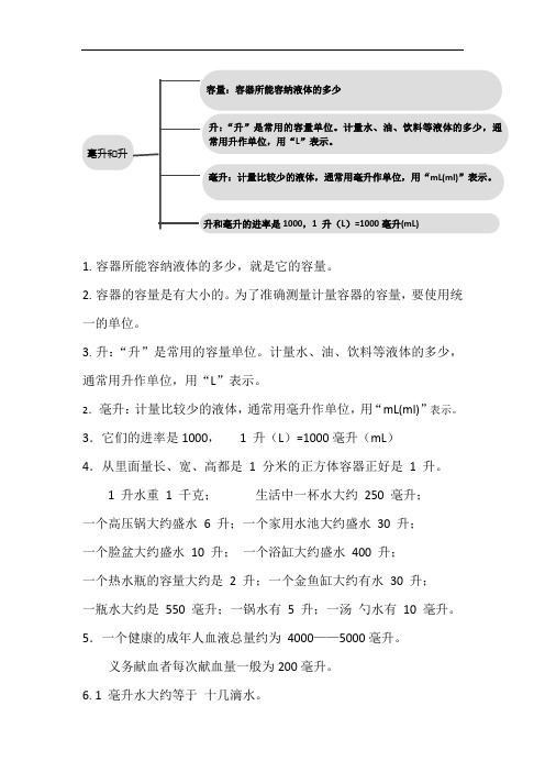 苏教版三年级第一单元升和毫升