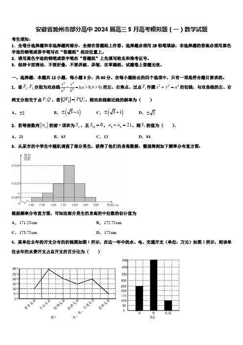 安徽省滁州市部分高中2024届高三5月高考模拟题(一)数学试题