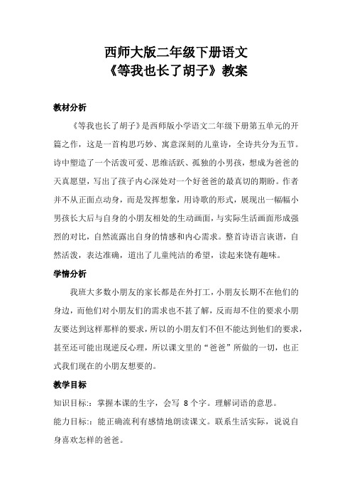 西南师大版二年级语文下册《文 第五单元  13 等我也长了胡子》教案_14