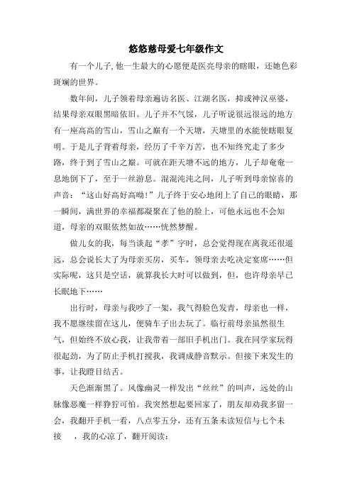 悠悠慈母爱七年级作文