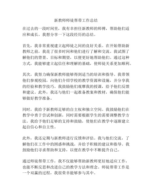 新教师师徒帮带工作总结