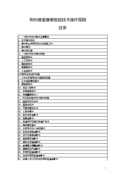 医疗技术操作规程目录