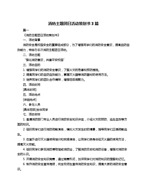 消防主题团日活动策划书3篇