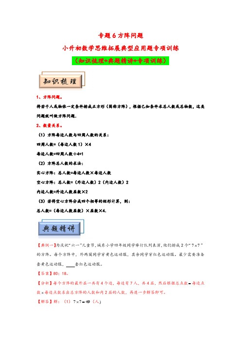 (模块化思维提升)专题6-方阵问题-小升初数学思维拓展典型应用题专项训练(人教版)