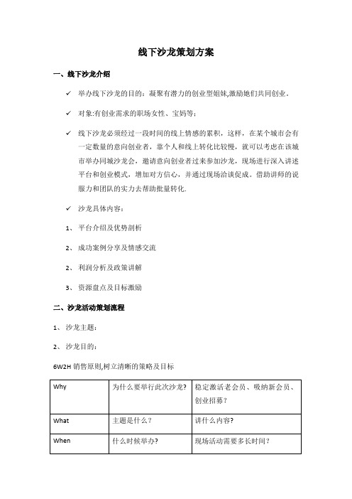 线下沙龙策划方案