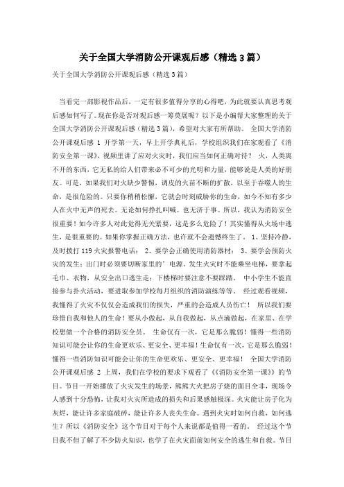 关于全国大学消防公开课观后感(精选3篇)