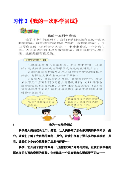 语文S版六年级下册习作3《我的一次科学尝试》范文(计31篇)