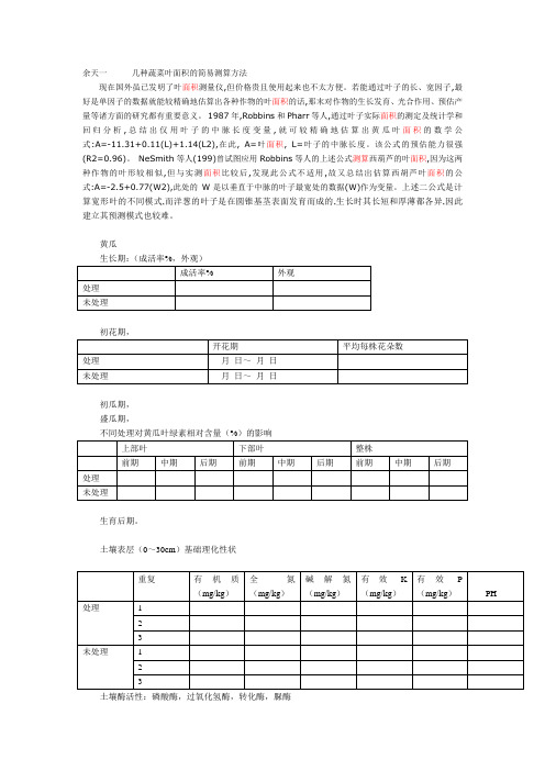 黄瓜性状测定指标