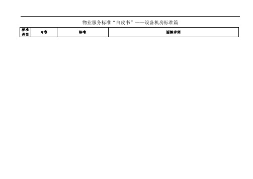 物业服务标准“白皮书”——设备机房标准篇