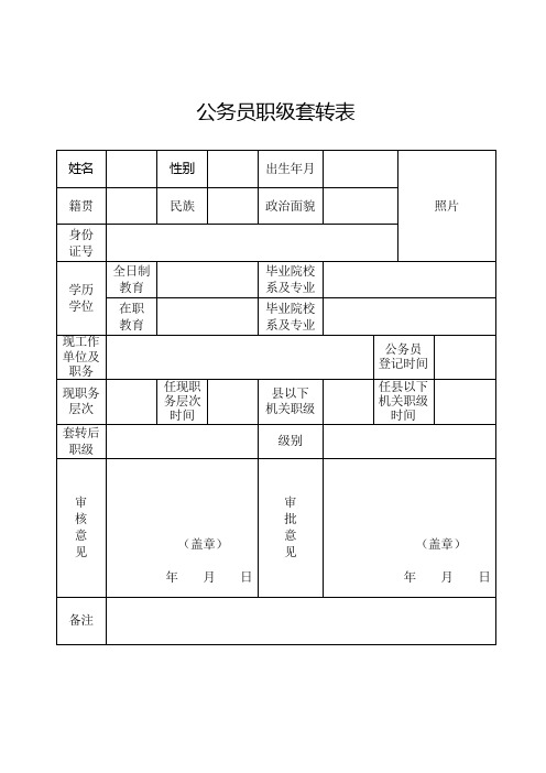 公务员职级套转表