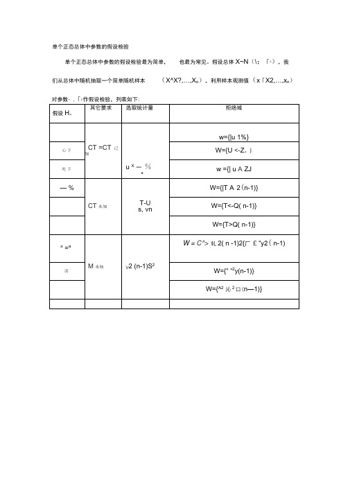 正态分布的假设检验