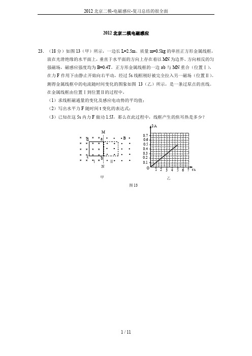 2012北京二模-电磁感应-复习总结的很全面