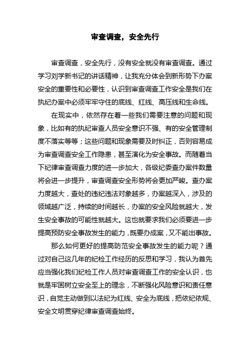 【学习刘学新书记讲话精神有感】【审查调查,安全先行】