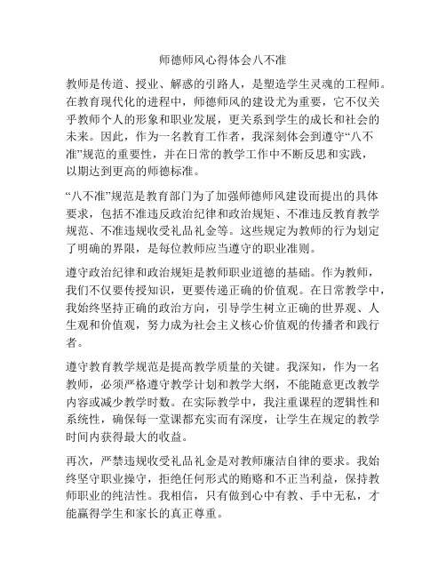 师德师风心得体会八不准