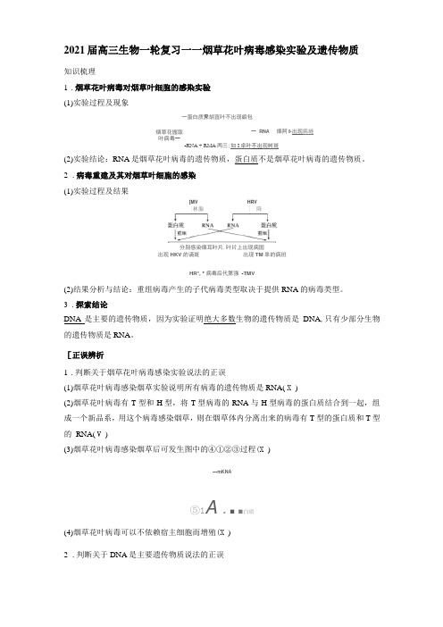 2021届高三生物一轮复习——烟草花叶病毒感染试验及遗传物质