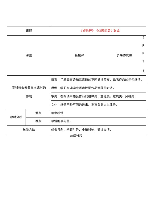 短歌行、归园田居课题教案